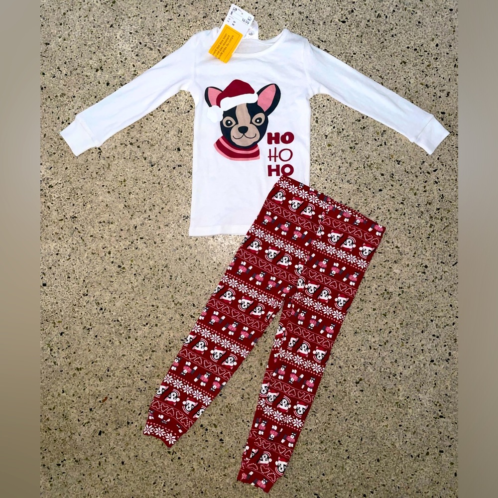 NWT toddler girl H&M Santa dog holiday pajama set size 2T